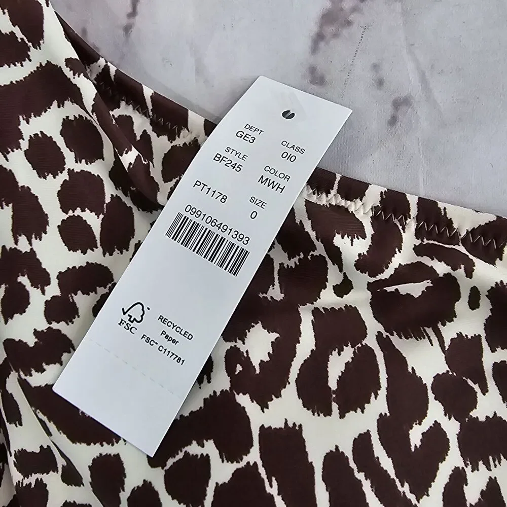 J Crew One Piece One Shoulder Ruched Bikini Leopard Swim Suit BF245 NEW